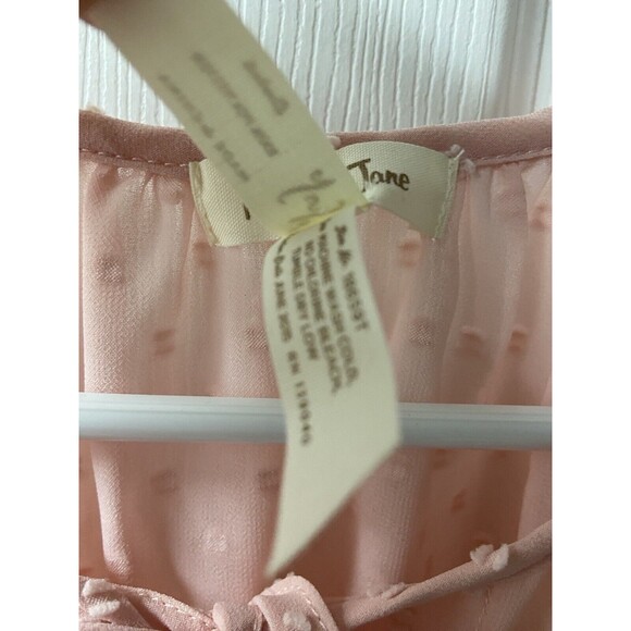 Matilda Jane Top Womens Size Small Light Pink Pop-Over Blouse Nubby 3/4 Sleeved - Picture 4 of 7